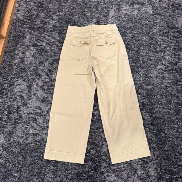 SPANX Stretch Twill Pull-On Cropped Wide-leg Pant  (Khaki, M) - Picture 4 of 6